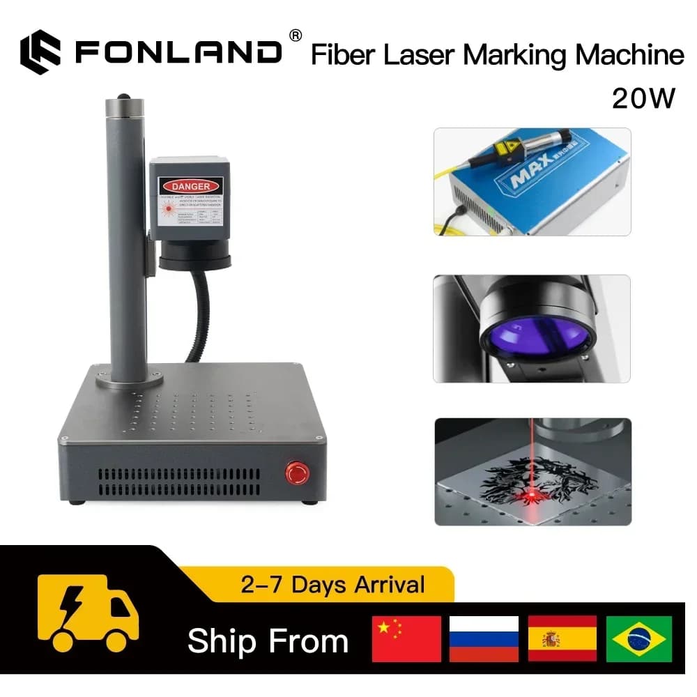 Fonland 20W 30W 50W Fiber Laser Engraving Machine for Fast CNC Printer for Logo Marking Working with Plastic and Metal Jewelry