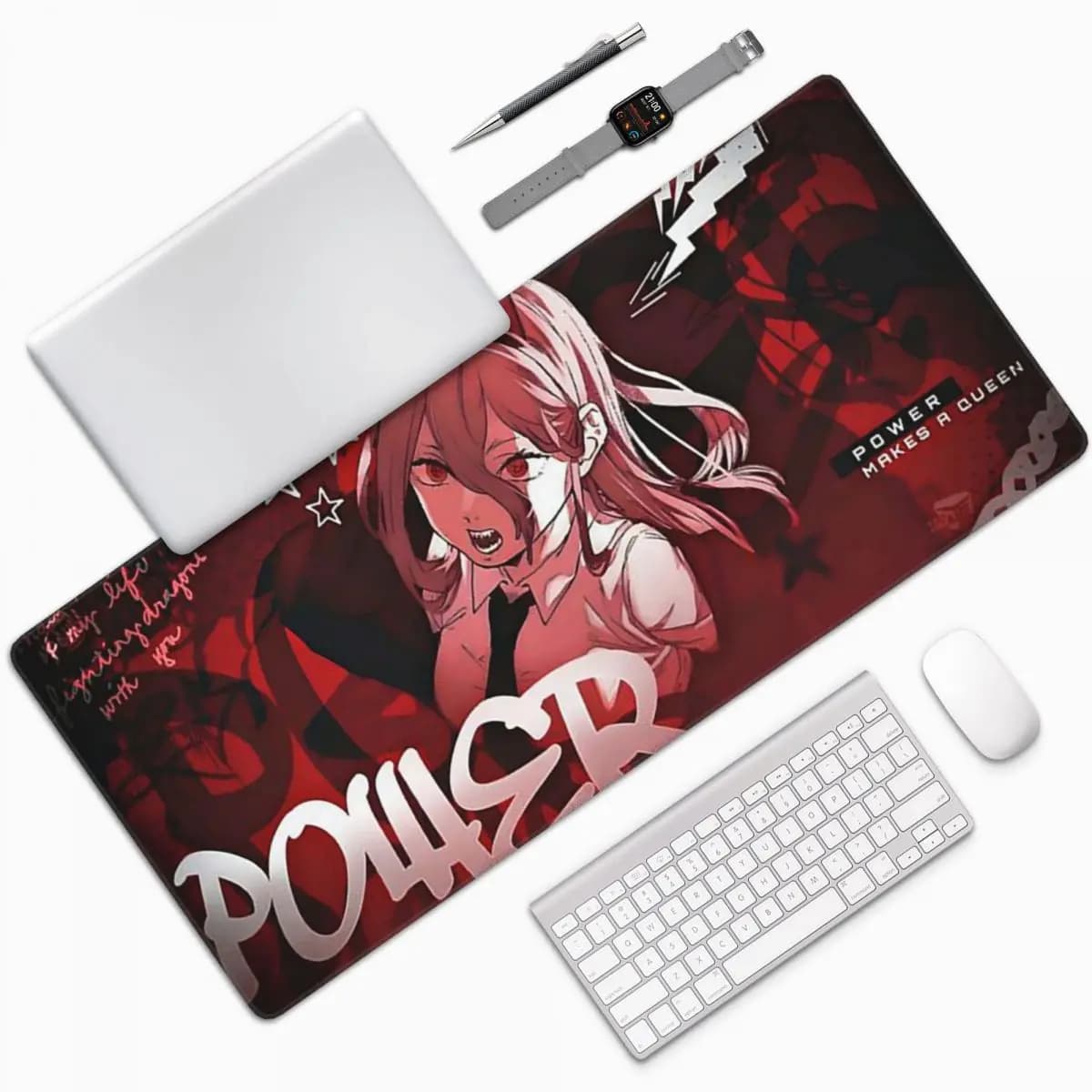 Tappetino per mouse grande Anime Chainsaw Man, tappetino per tastiera e mouse per computer, tappetino da gioco per PC e laptop, accessori da ufficio, tappetini da tavolo