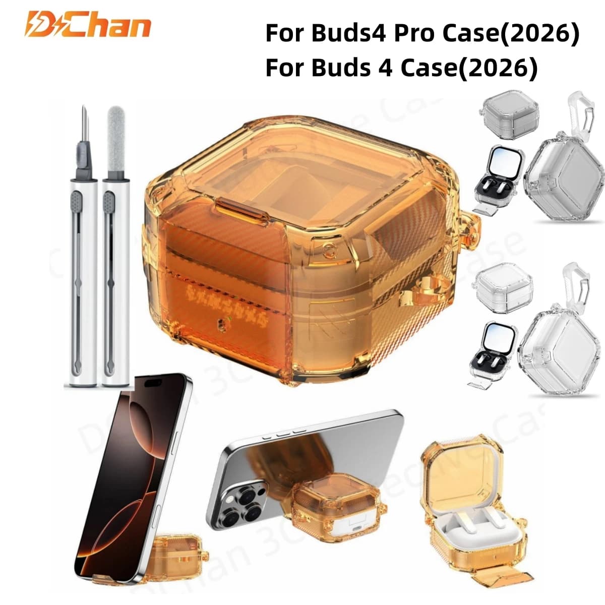 Cute Soft Case for Samsung Galaxy Buds 4 Buds 4 Pro with safety lock phone holder Wireless earphone case for 2026 buds4 pro