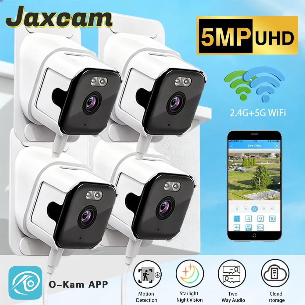 Telecamera di Sicurezza Domestica OKAM PRO APP Mini HD 2K 5MP 5G Wifi con Visione Notturna a Colori e Registrazione 24/7 per Porte, Interni e Finestre