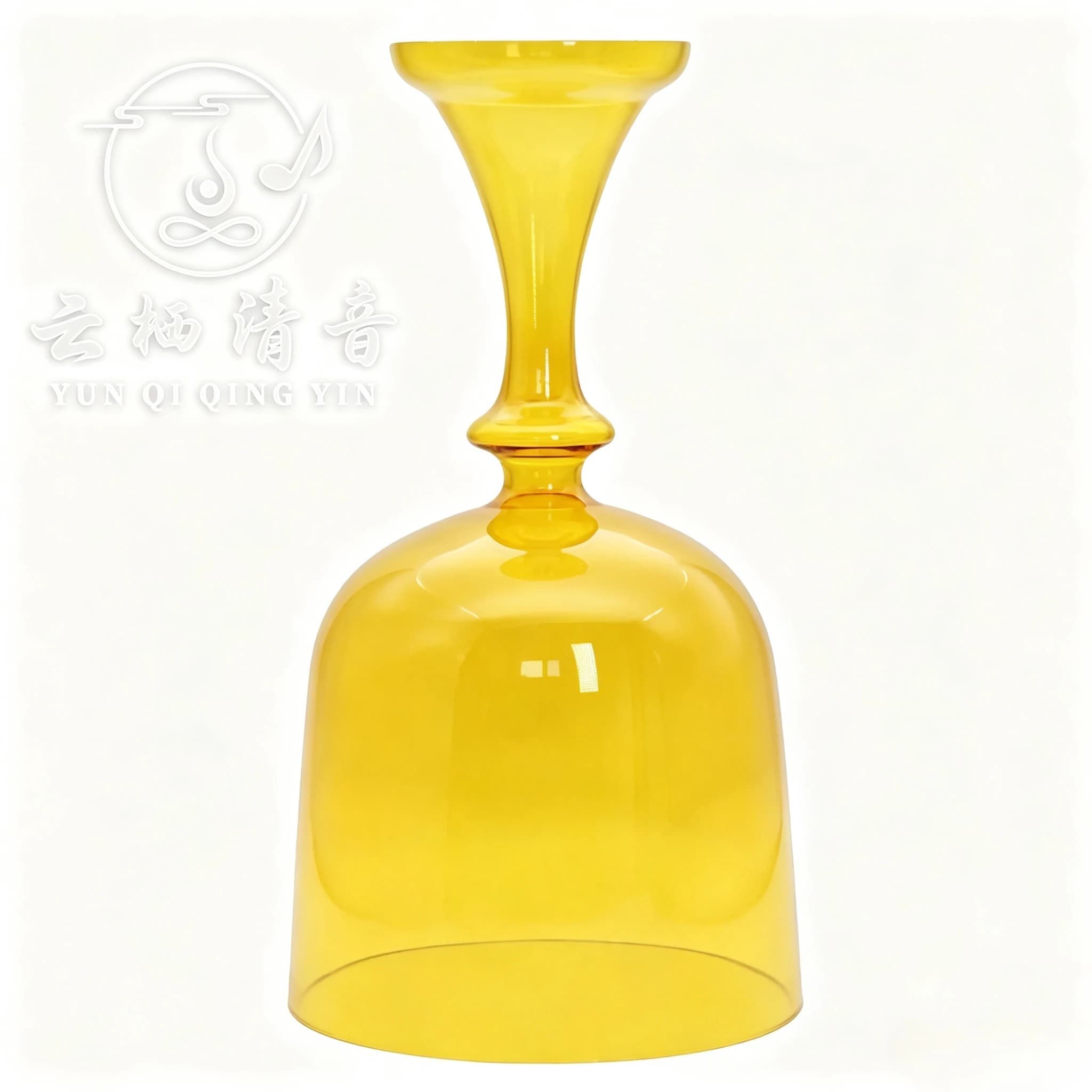 YUN QI QING YIN 5 Inch Top Grade Transparent Yellow Spray Painted Handheld Crystal Singing Bowl Sound Therapy Musical Instrument Equipped With Portable Carry Case