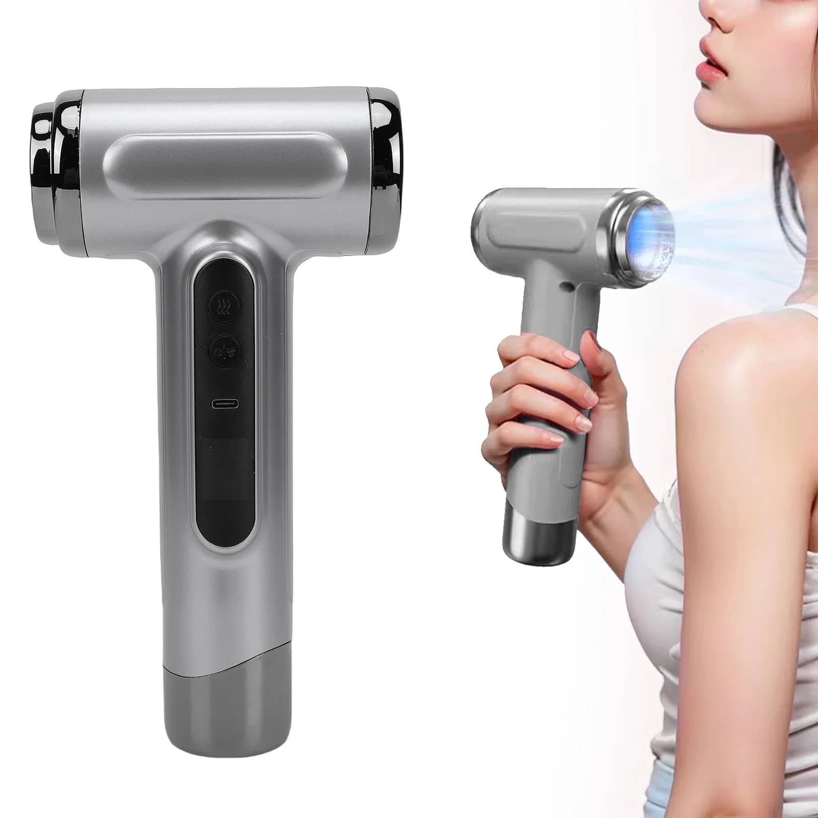 Rechargeable 15600mAh Wireless Hair Dryer, Hot & Cold Air, 200W, Travel & Camping Portable, Grey