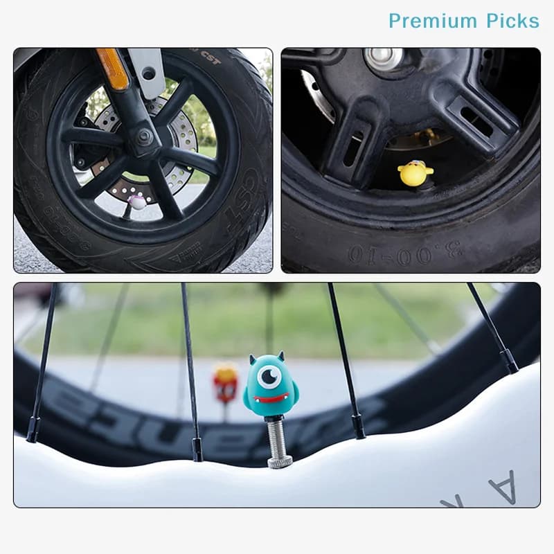 Cartoon Waterproof Bicycle Air Nozzle Cap Road Bike Silicone Creative Valve Cover Mountain Bike Decoration Riding Equipment