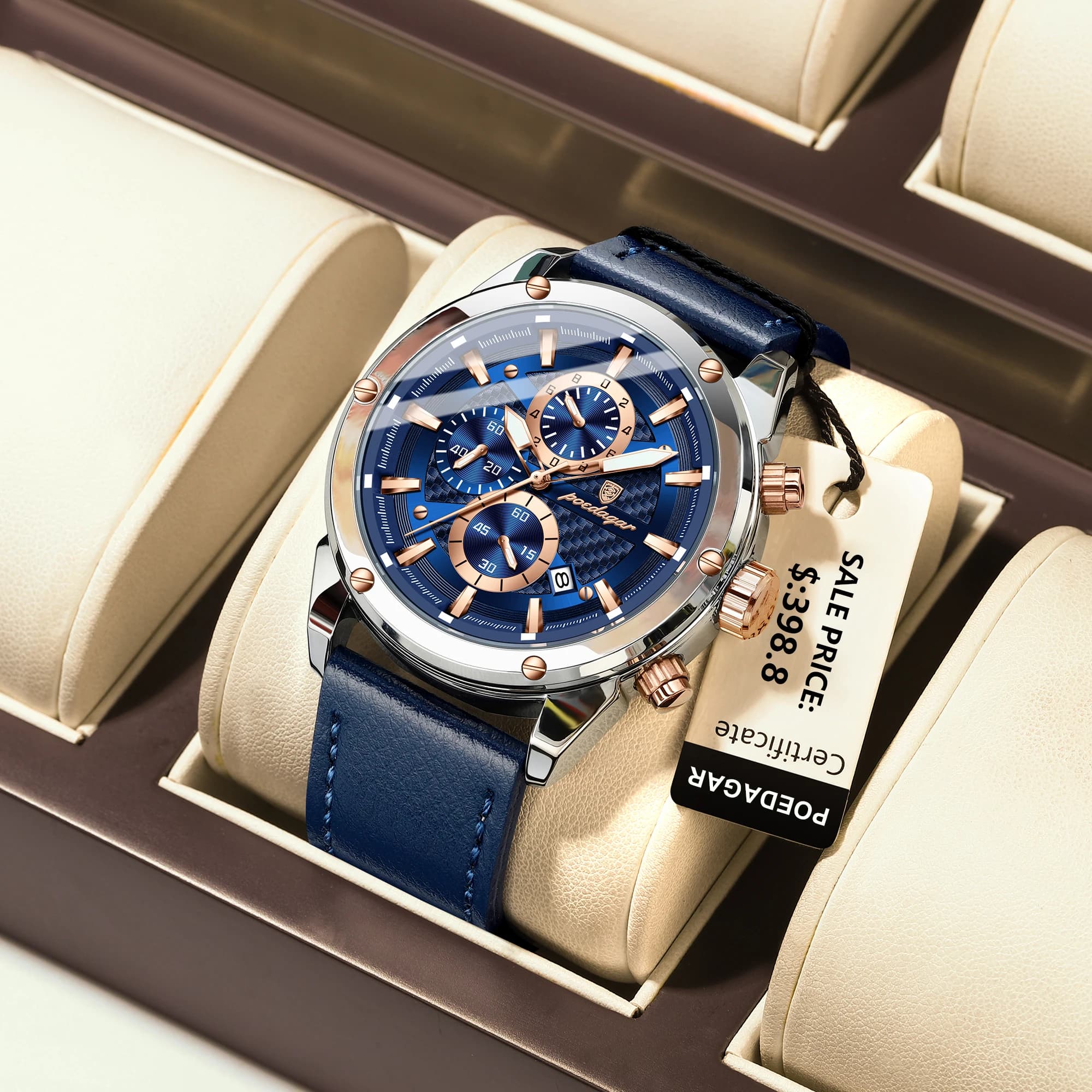 POEDAGAR Top Luxury Man Quartz watch Waterproof Luminous Date Watches for Men Chronograph Fashion Men's wristwatch Reloj