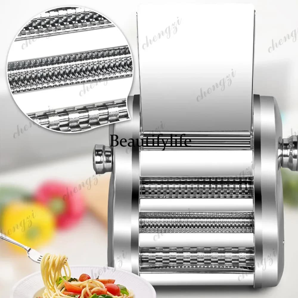 N138 Electric Dumpling Wrapper Noodle Making Machine Pasta Maker with 4 Types of knife sets Steel Noodle Press Machine for Hous