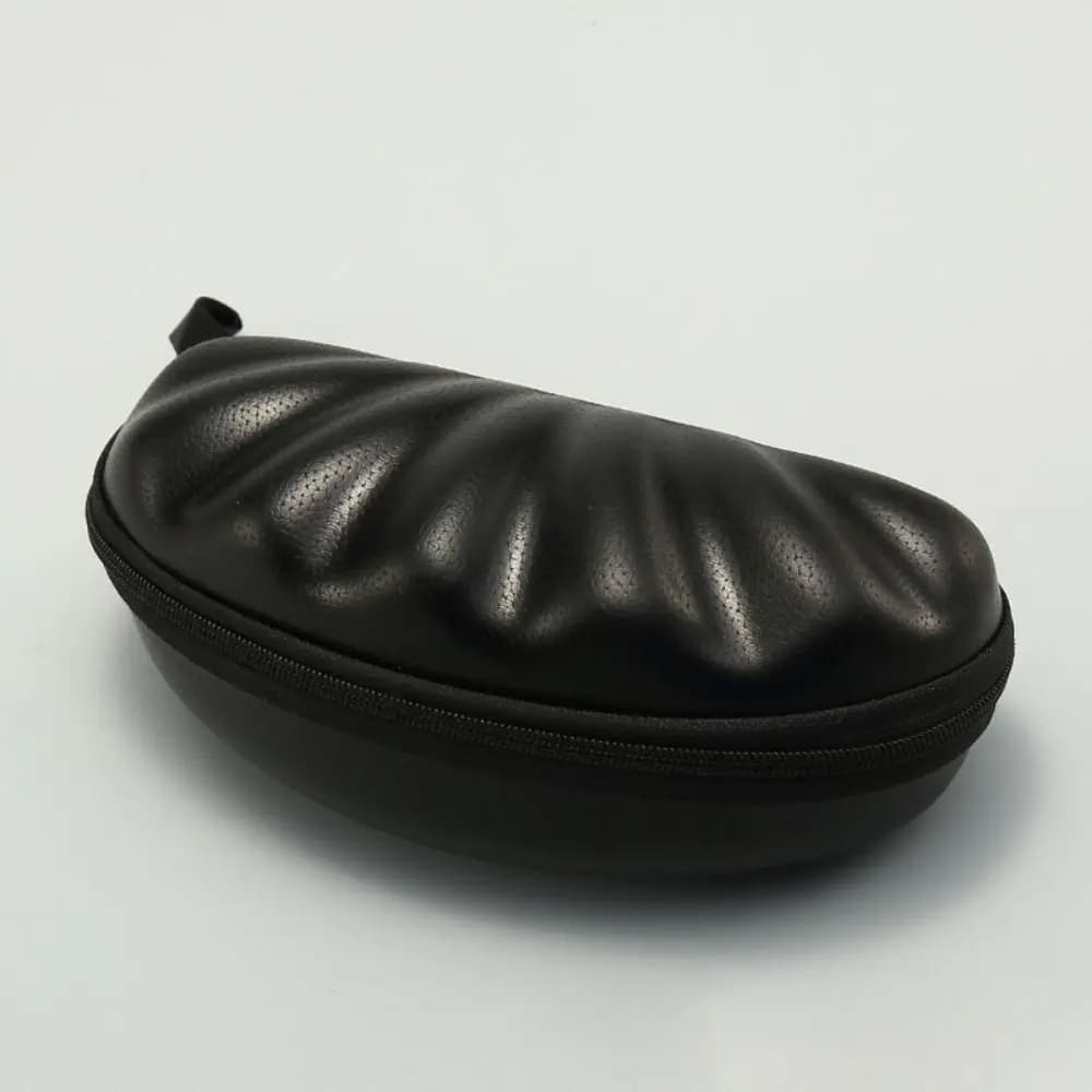 Borsa per occhiali da sole anticaduta con cerniera per occhiali da sole a forma di conchiglia alla moda con borsa per cosmetici in pelle con cordino per ragazza