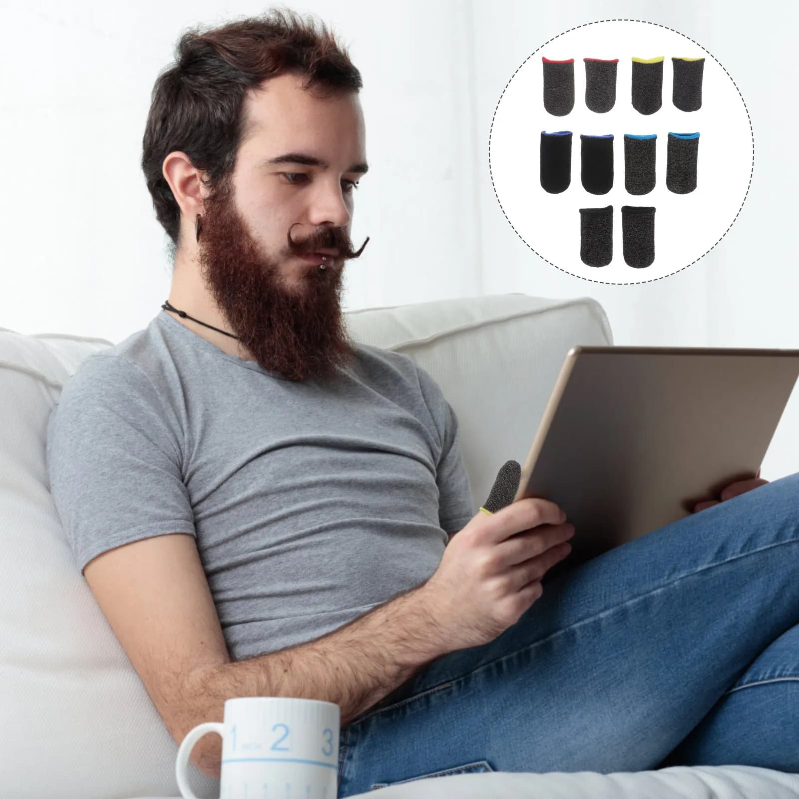 5 Premium Cover Paia for Mobile Games, Anti-slip, Elastics, Fatigue Resistant, Adults, for Gaming on Touchscreen