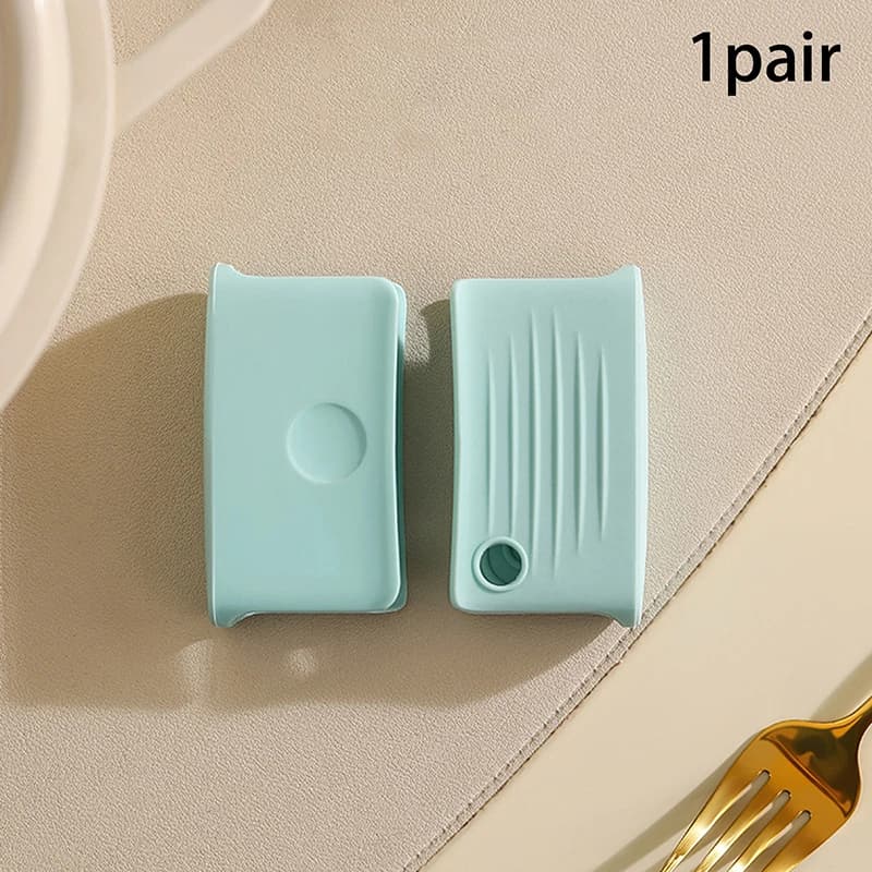 2 Pezzi Clip Termoresistenti per Pentole, Manicotto Protettivo in Silicone Antiscottatura per Padelle in Ghisa, Copertura Antiscivolo per Manico Pentola