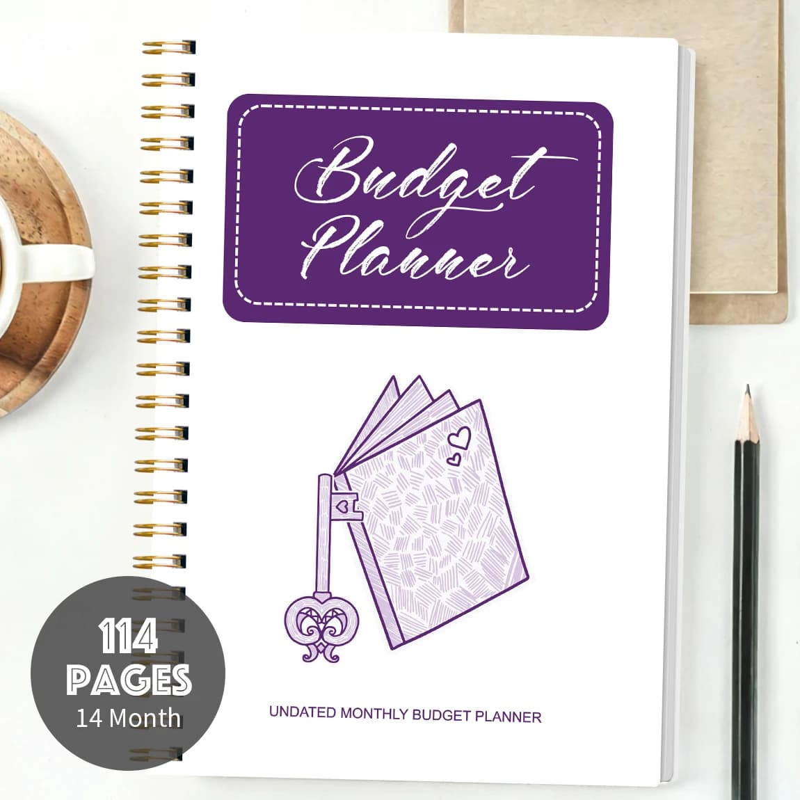 Agenda A5 con Spirale per la Gestione del Budget, Copertina Illustrata, Pianificatore Mensile Non Datato, Quaderno per la Gestione Finanziaria