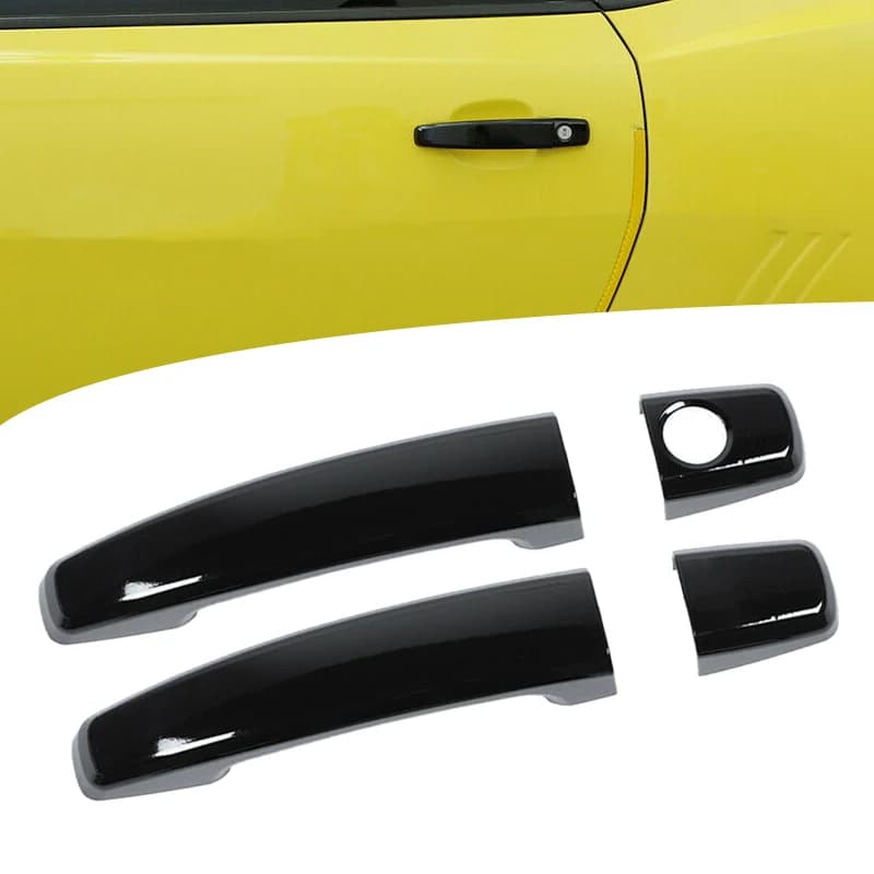 1 Coppia Auto Esterno Sinistra Lato Destro Maniglia Della Porta Copertura Trim Cap Set Misura per Chevrolet Camaro 2010-2012 2013 2014 2015 Nero ABS