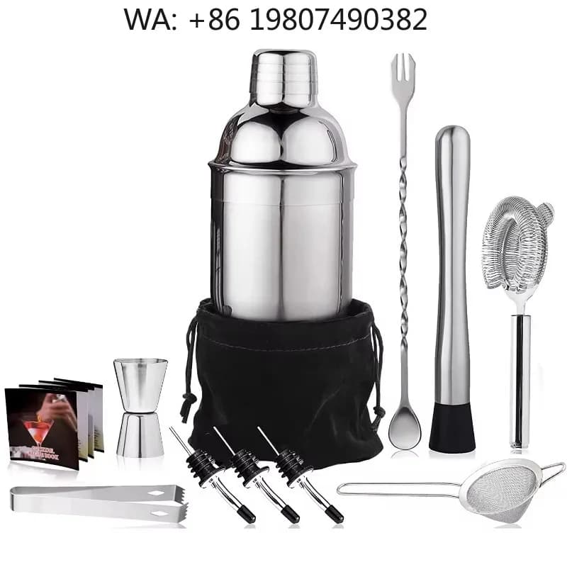 15Pcs Multi Functional Stainless Steel Bartender Kit 750ml Cocktail Shaker Full Mix Tools For Commercial Bar Wholesale