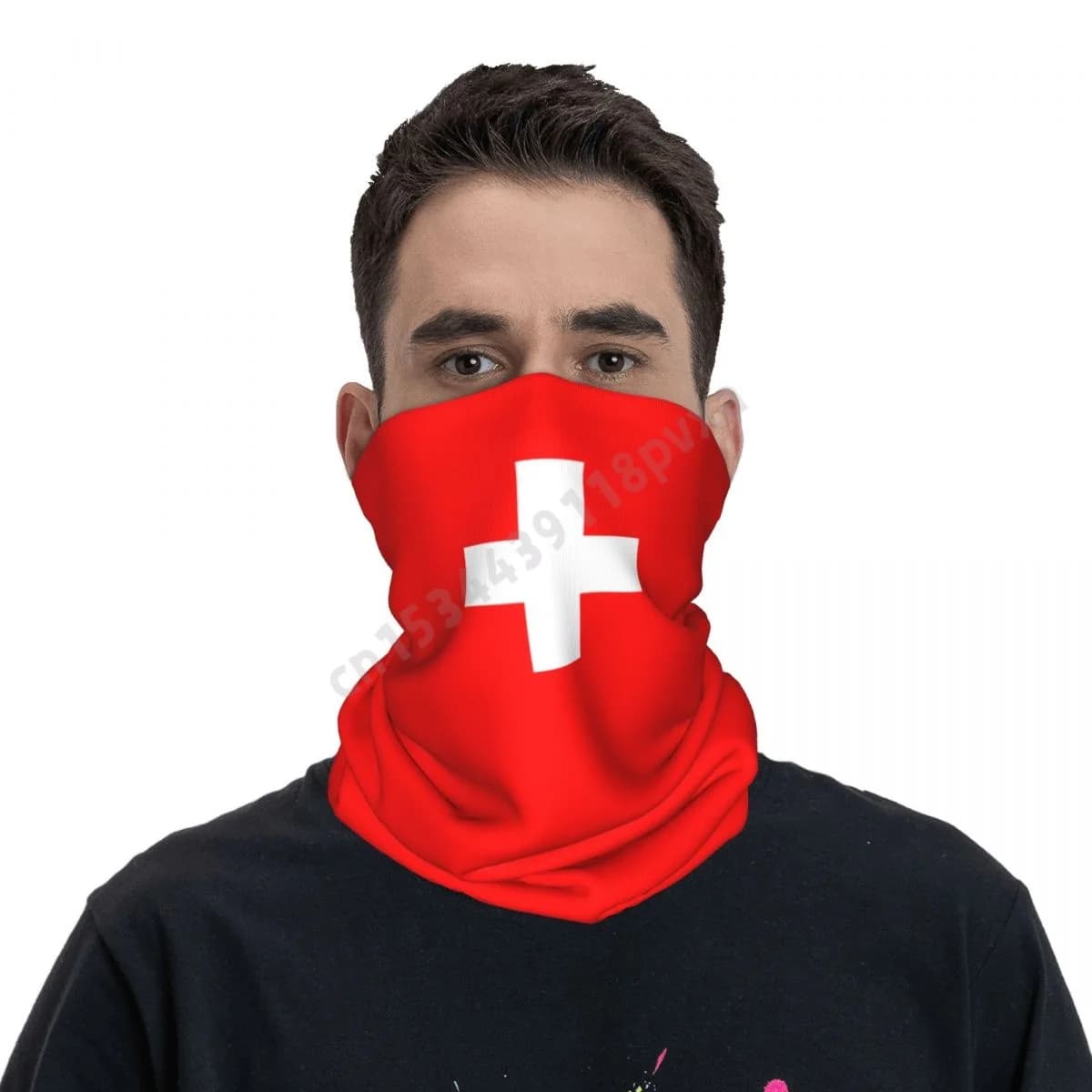 Sciarpa da collo con bandiera svizzera, maschera per il viso, scaldacollo unisex, bandana senza cuciture, copricapo per ciclismo ed escursionismo