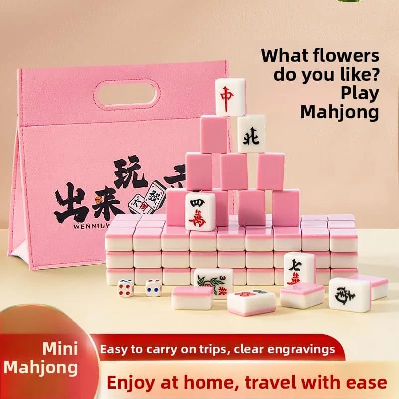 Set Mahjong Portatile da Viaggio, Tessere Mahjong Pronte all'Uso per Dormitorio, Casa, Camera da Letto, Esterni, per il Tempo Libero e l'Intrattenimento