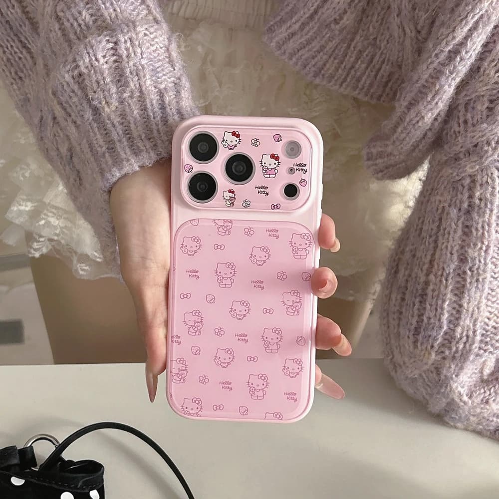 Custodia per telefono antiurto rigida con cordino, design cartone animato Sanrio Hello Kitty con fiocco, per iPhone 17 16 15 14 Pro Max
