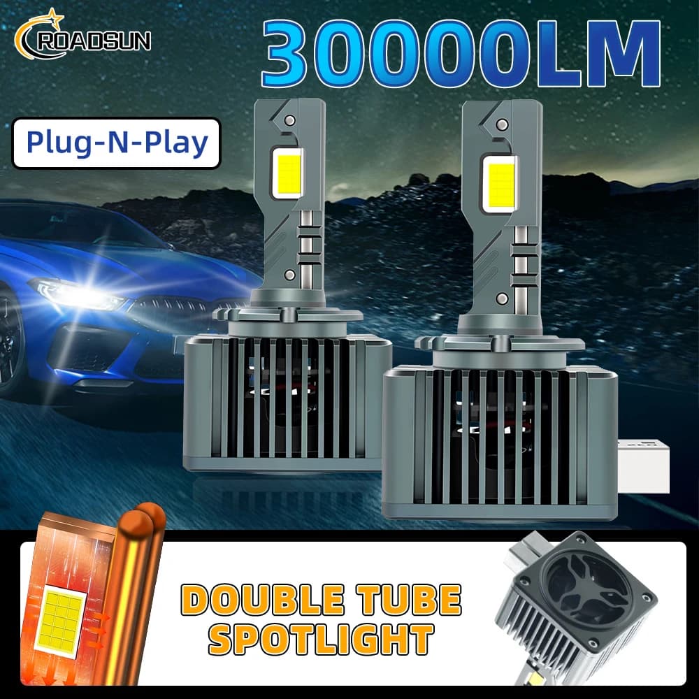 2 pezzi Turbo D1S lampadine per fari a LED D2S D4S D3S fari a LED 6000K bianco 30000LM 120W lampadine di ricambio per fari per auto