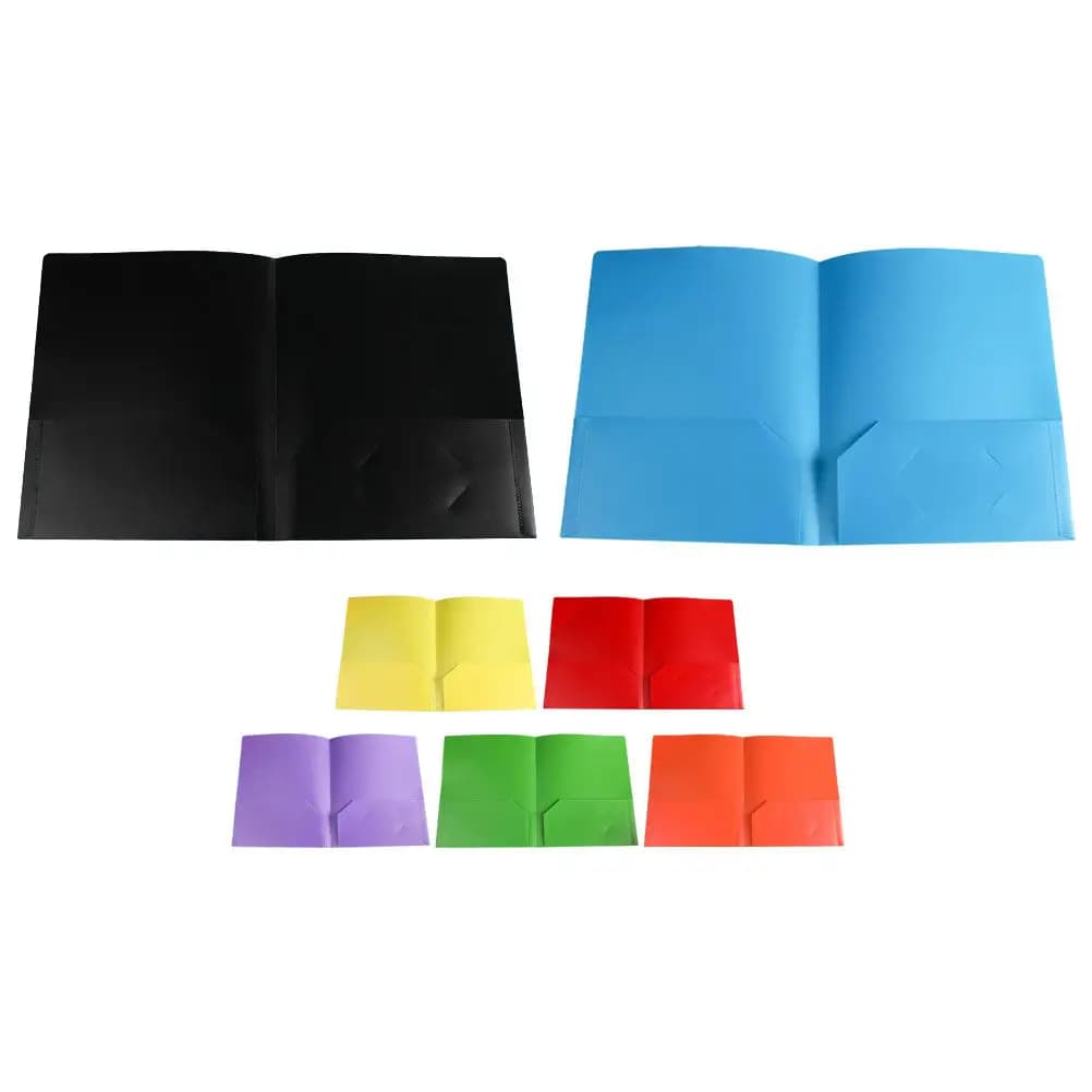 Set di 7 Cartelle Portadocumenti in Plastica Resistente con Doppia Tasca, Formato A4, Organizzatore per Documenti per Ufficio, Scuola, Conferenze, con Slot per Biglietti da Visita, Impermeabile