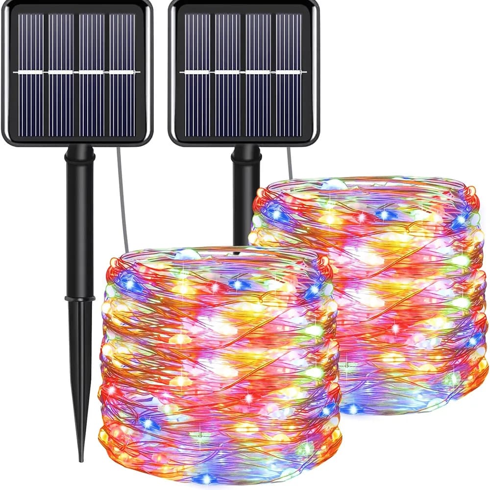 Lampada a Filo di Rame LED, Luci Fatate per Matrimoni e Giardini, Illuminazione per Feste all'Aperto, Decorazione per Cortili, Luce Solare LED per Natale