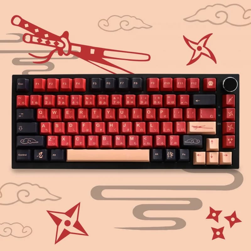 Keycaps a sublimazione a cinque lati Red SamuraiPB per tastiere meccaniche con riproduzioni personalizzate dei tasti GMKOriginal factory