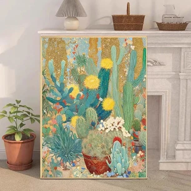 Simple Cross Stitch Diamond Painting 5D Handmade Living Room Cotton Fabric Plant Flower Pattern Thread Embroidery Kit