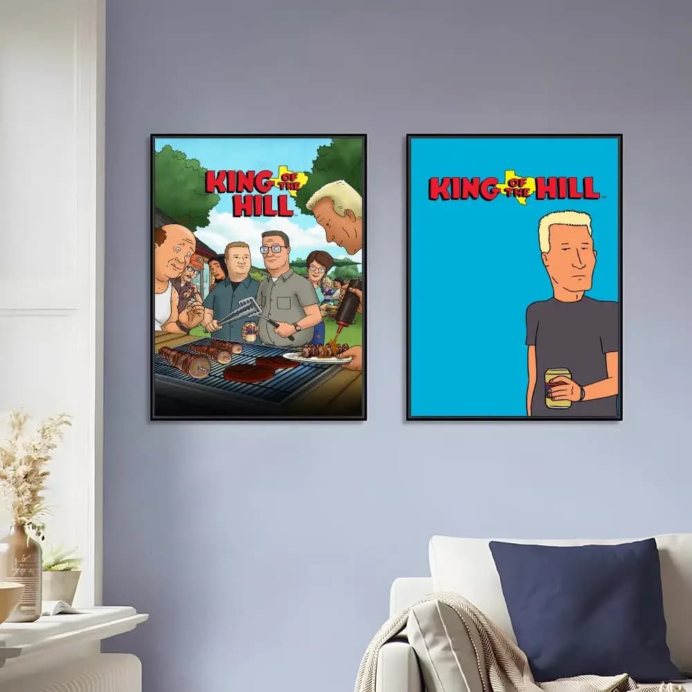 Cartoon King Of The Hill Painting Calligraphy Canvas Painting Art For Bathroom, Living Room Home Wall Decor Picture