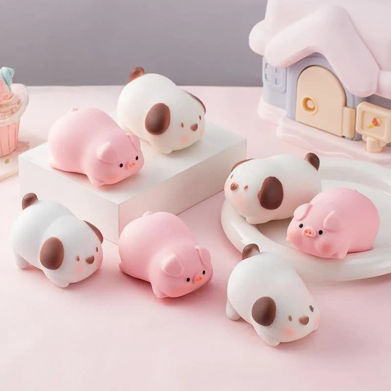 Divertente Giocattolo Squishy a Forma di Cucciolo/Maialino, Palline Antistress Estensibili per Adulti e Bambini, Gioco Sensoriale Terapeutico Anti-Ansia