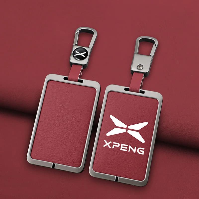 Car Smart NFC Card Key Case Cover For Xpeng Xiaopeng P7 P5 Buckle G9 G3 G3i Zinc Alloy Leather Protector Keychain Accessories