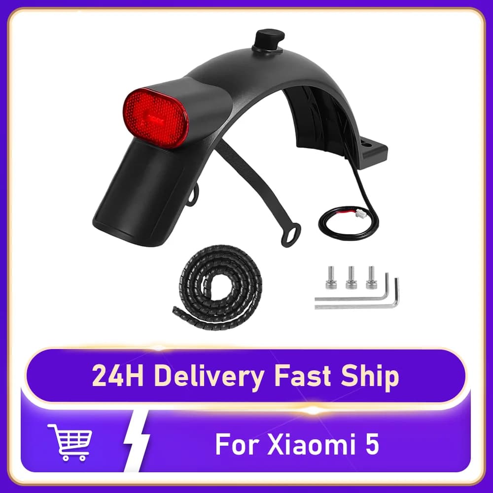 Set Parafango Posteriore per Monopattino Elettrico Xiaomi 5, Protezione Antispruzzi, Gancio, Supporto Fanale Posteriore, Organizzatore Cavi, Tubo Avvolgicavo