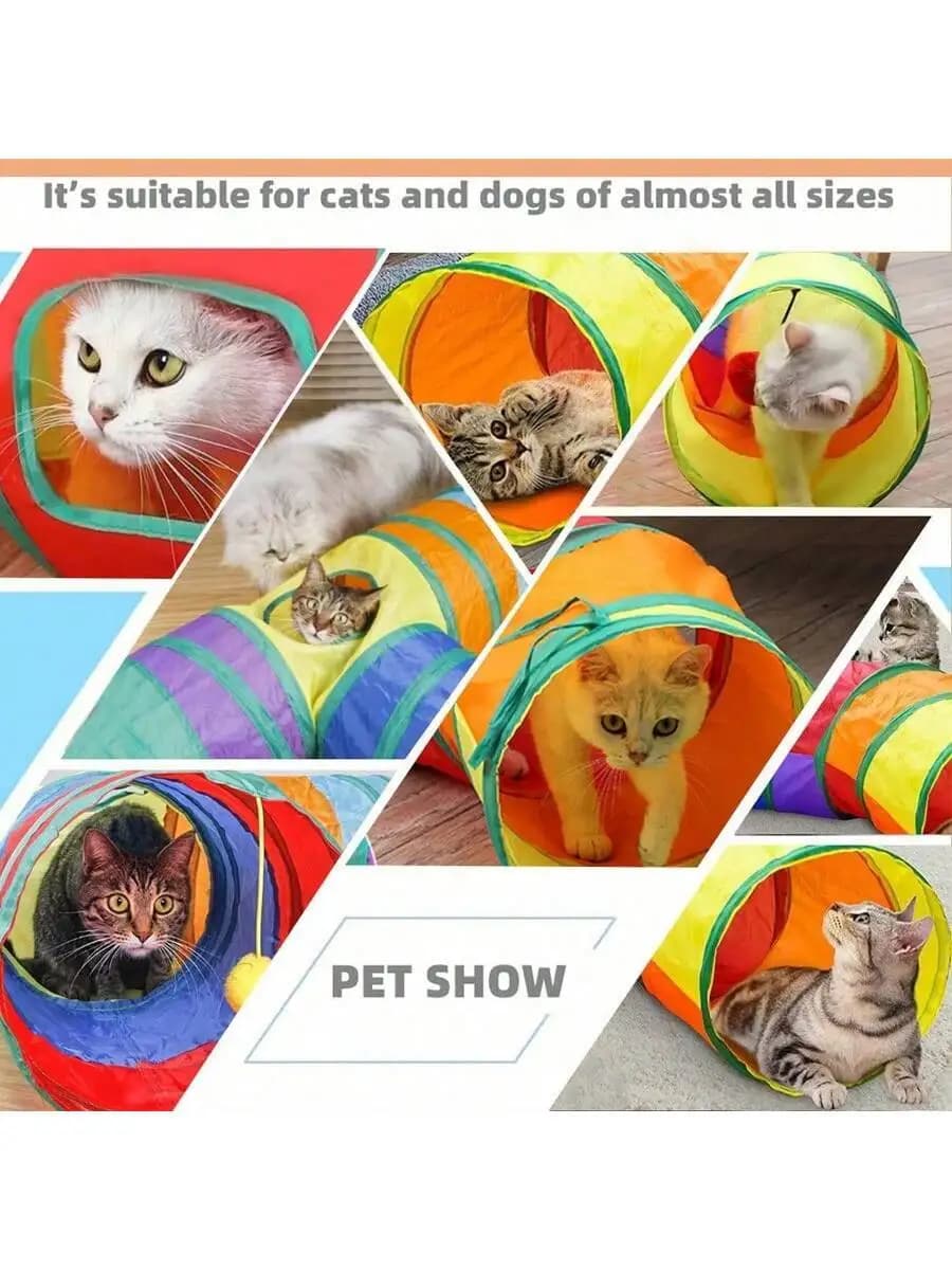 Rainbow Pet Cat Tunnel Toy Foldable Interactive Tunnel For Cats And Dogs