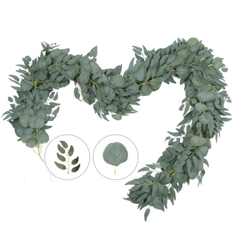Artificial Flower Vine Eucalyptus Willow Leaf Artificial Leaves for Party Wall Fake Green Plant &Wedding Green Plants Decoration