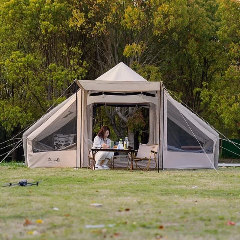 Tenda gonfiabile completamente automatica per campeggio invernale all'aperto, attrezzatura da campeggio portatile ad apertura rapida addensata durante la notte