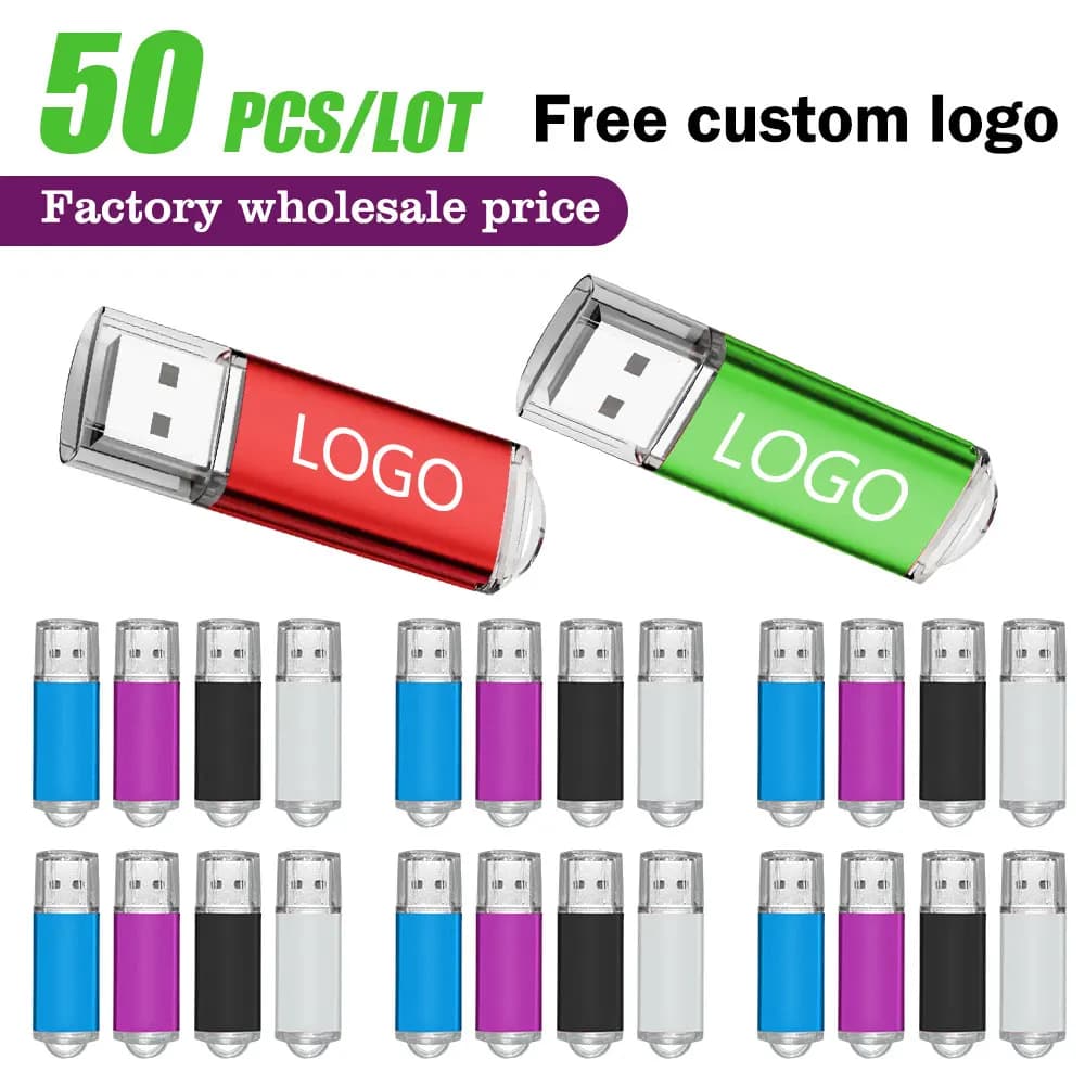 50 Pz/lotto Originale USB 2.0 Flash Drive 1GB 2GB 4GB 8GB Pen Drive 16GB 32GB USB Stick 64GB Memoria Flash Disk 128MB Logo Libero