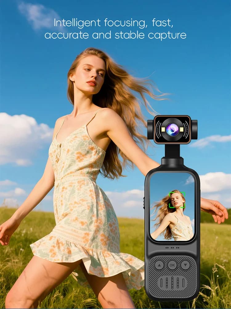 Fotocamera Tascabile Versatile 180 ° Videocamera per Vlog con Lente Ribaltabile, Registratore Portatile per Viaggi e Streaming Live con Luce di Riempimento Integrata
