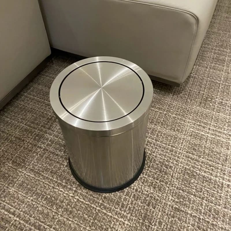 Stainless Steel Trash Can for Kitchen Flip Lid Garbage Bin for Bathroom Modern Swing Lid Waste Basket High End Hotel Dustbin