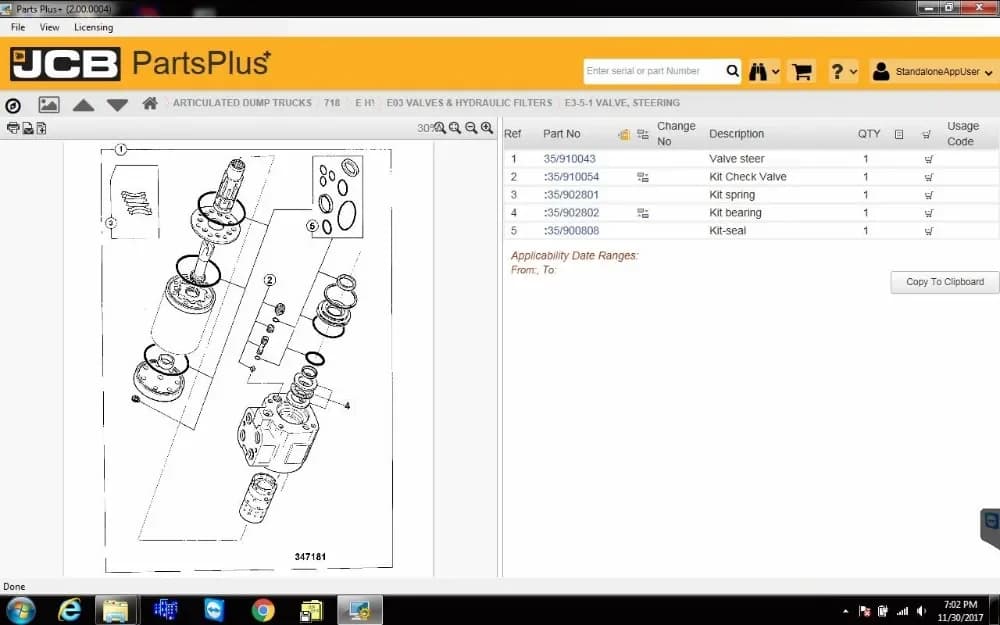 JCB Service Parts Pro 2.00+ Manuale di servizio 2017+keygen
