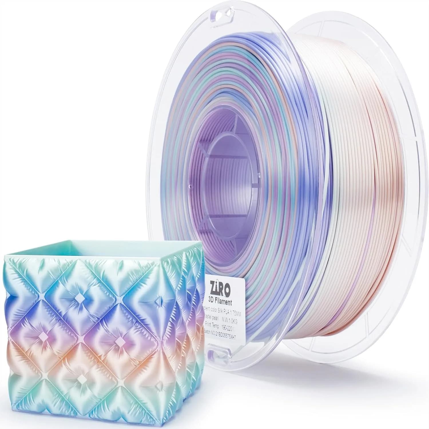 Filamento PLA Lucido a Cambio Colore Rapido 1.75mm, PLA Lucido Effetto Seta Perla Pastello per la Maggior Parte delle Stampanti 3D FDM, Dimensionale