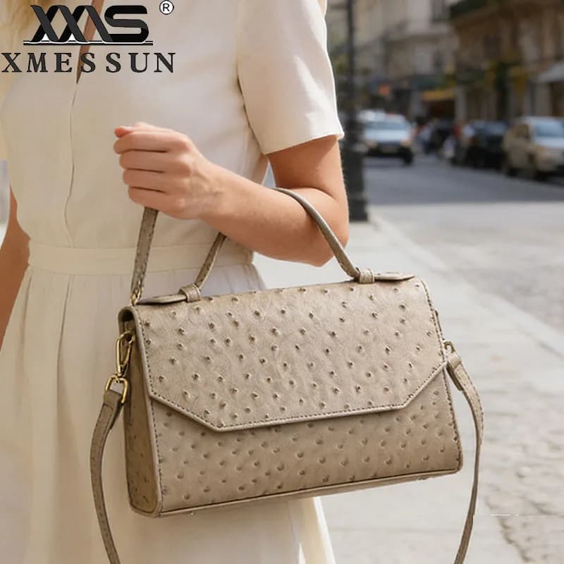 New Trendy Ostrich Snake Pattern Handbag for Women,2026 Fashion Female Shoulder Messenger Bag Travel Crossbody Shopping Bag