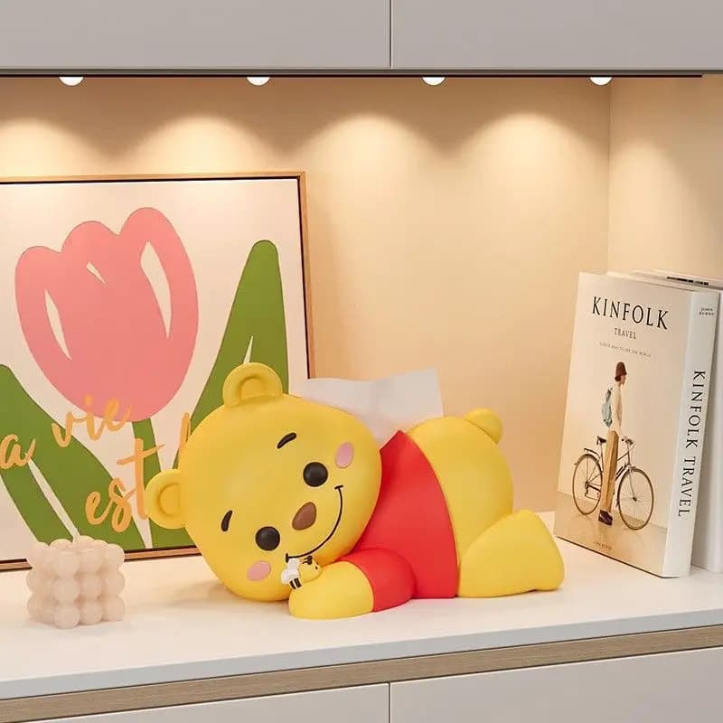 Hot Winnie The Pooh Simpatico cartone animato sdraiato Postura Forma Portatovaglioli Creativo Squisito Scatola di carta igienica Decorazioni per la casa Gif