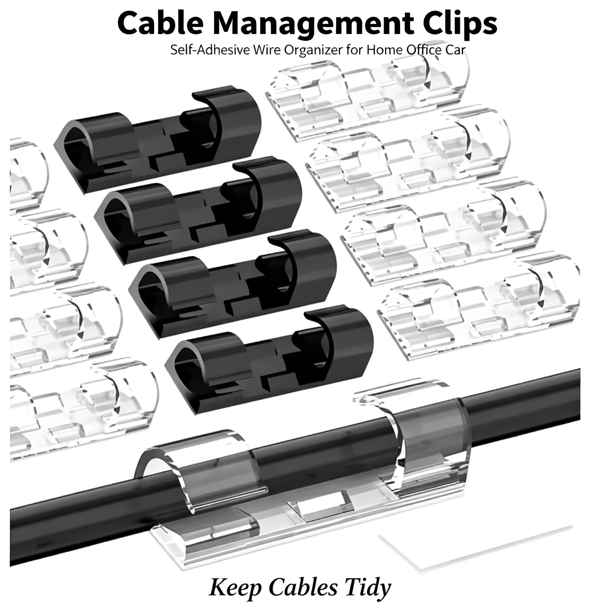 Clip Organizzatori Cavi, Gestione Cavi per Desktop, Supporto Cavi in ABS, Avvolgicavo USB per Ricarica e Dati