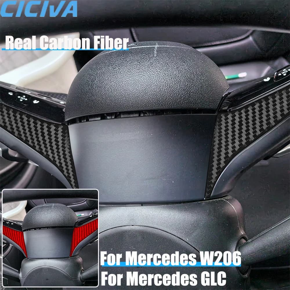 Reale In Fibra di Carbonio Accessori Auto Ruota Driver Trim Copertura Adesivo Morbido Per Mercedes Classe C W206 2022 2023 2024 GLC 2023 2024