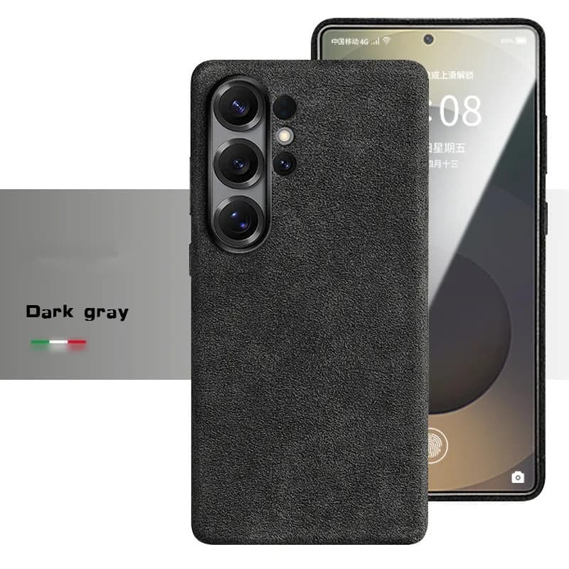 Genuine Suede Leather Magsafe Case for Samsung Galaxy S26 Ultra Matte Anti-Fingerprint Magnetic Shockproof Altan-cara Full Cover