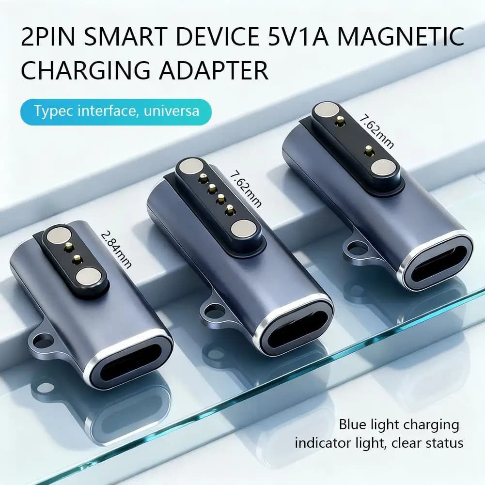 Efficient conversion adapter from USB C to 2 pins (2,84 mm/7,62 mm) for Smartwatch 601E, aluminium design with LED light