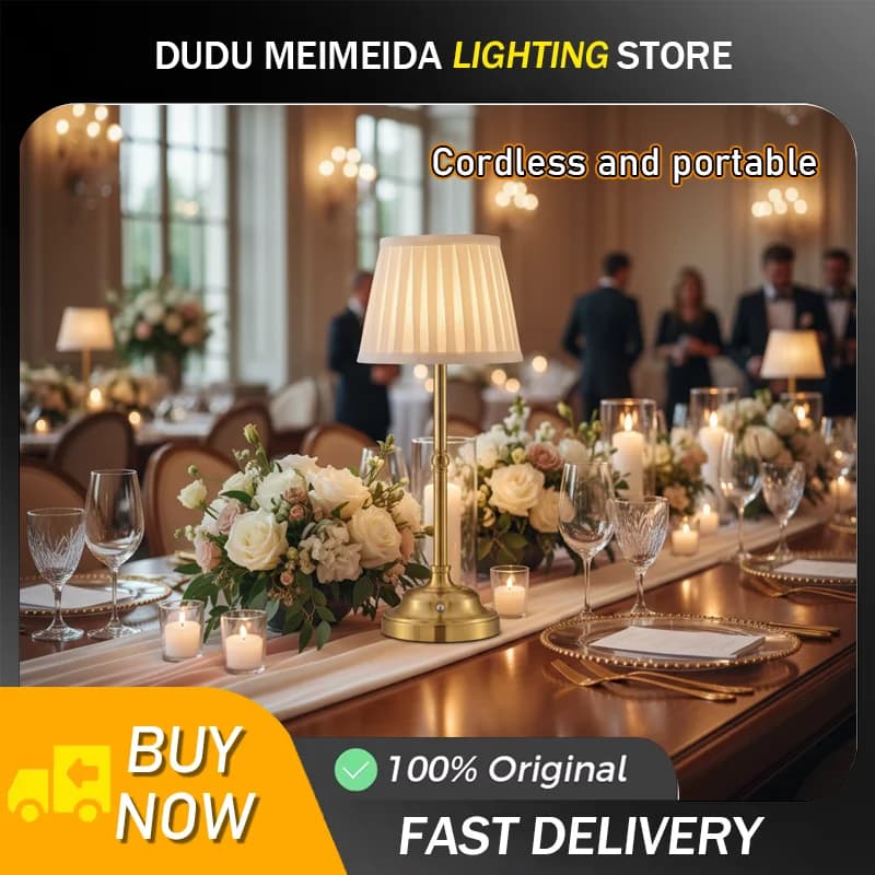 Creative LED Charging Touch Dimming Fabric Desk Lamp Bedroom Bedside Table Lamp High-end Atmosphere Small Night Light Lighting