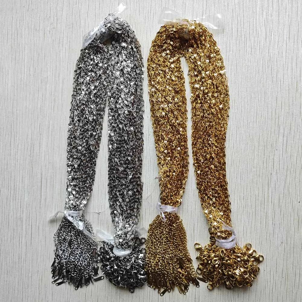 Collana in acciaio inossidabile con catena labbra da 1,5 mm 40 45 + 5 cm con fermagli a moschettone Accessori per gioielli fai da te Forniture per la produzione all'ingrosso 100 pezzi