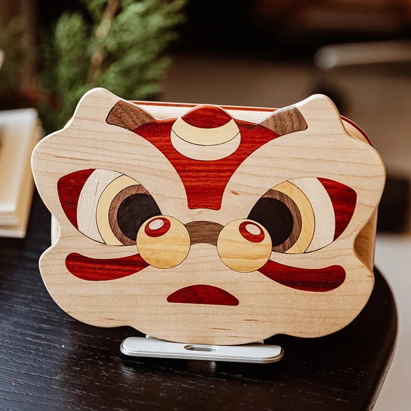 Regalo Creativo, Nuovo Supporto per Telefono in Legno Stile Cinese a Forma di Testa di Leone, Supporto per Tablet, Porta Cellulare, Decorazione da Scrivania Artigianale