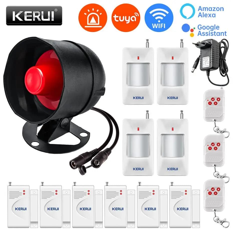 KERUI 110db Sirena Sistema di Allarme Tuya WIFI Altoparlante Ad Alto Fuoco Antifurto Allarme di Sicurezza Domestica Con Porta di Movimento Sensore di Finestre per la Casa