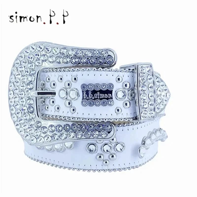 Cintura di design Cinture in Sib Cintura da uomo di lusso alla moda e cintura da donna in pelle decorata con catena di diamanti colorati 3,8 cm