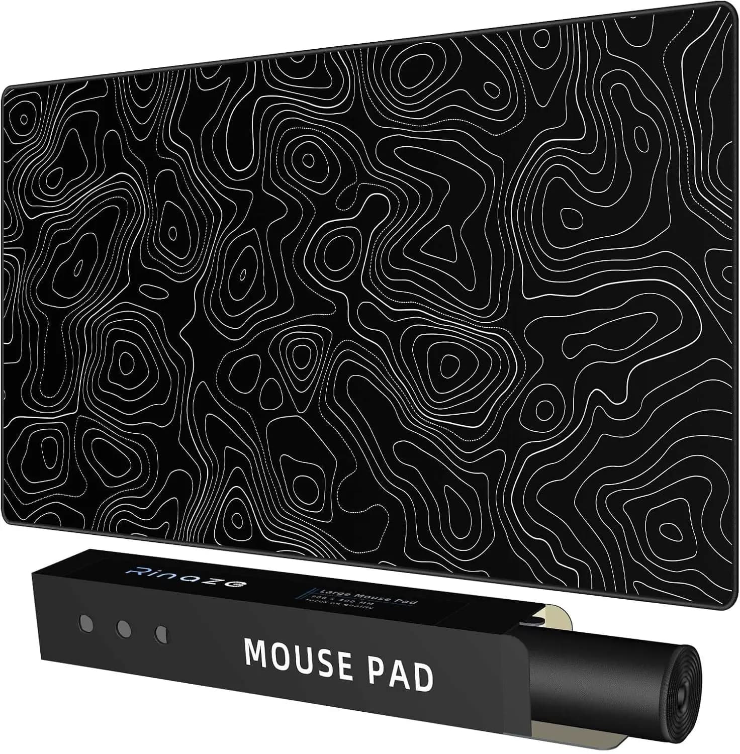 Tappetino per Mouse da Gaming Grande con Design Topografico, Tappetino Antiscivolo per Scrivania PC Laptop Ufficio