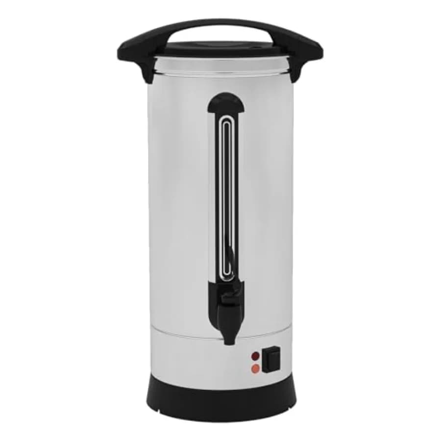 100b stainless steel commercial percolator coffee maker, 18L hot water urn, quick preparation with fast extraction and automatic temperature