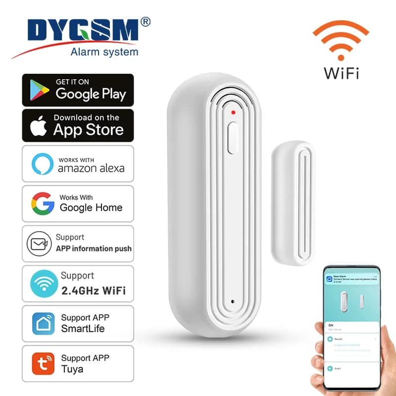Tuya Smart WiFi sensore di allarme per porte e finestre Smart Home Open rilevatori chiusi Wifi Home Alarm compatibile con Alexa Google Home