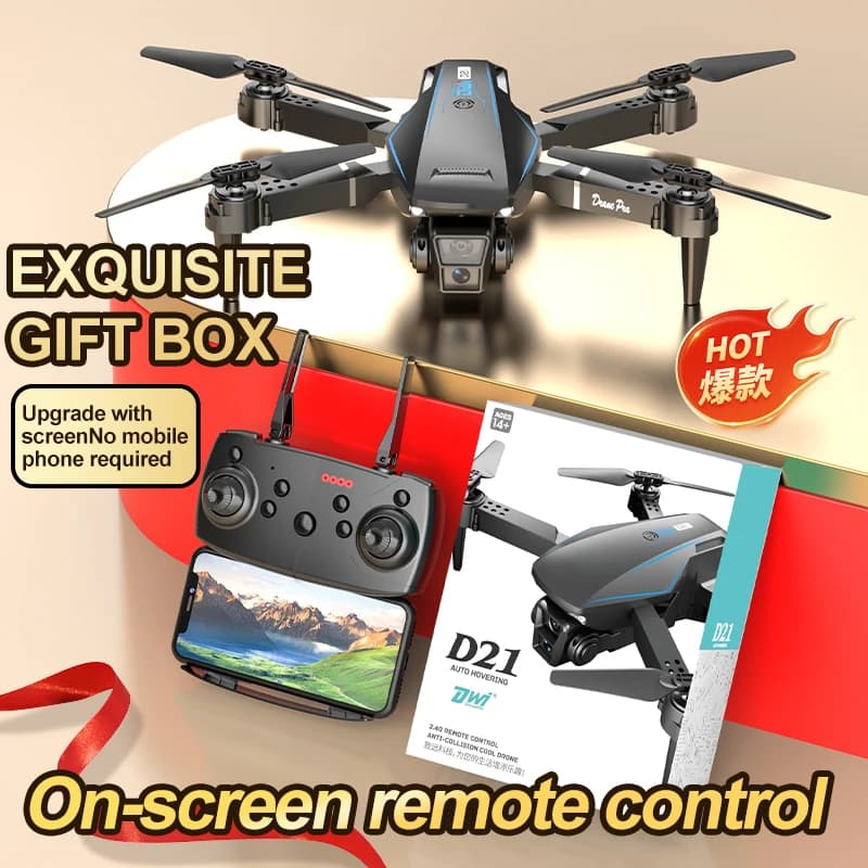 NUOVO Drone RC FPV D21 Professionale 4K con Telecamera Grandangolare, Controllo WiFi, Quadricottero Pieghevole per Principianti, Regalo Giocattolo